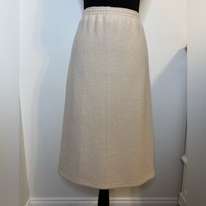 Geiger Ivory cream wool elastic waist midi shirt straight pencil size 40 (8-10)